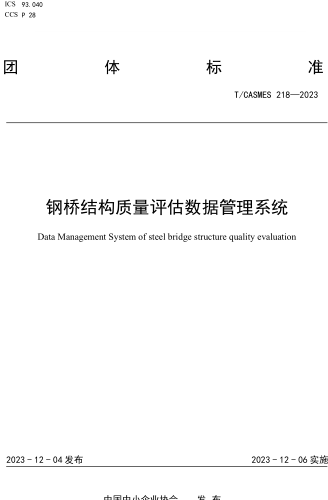 T／CASMES 218-2023  钢桥结构质量评估数据管理系统