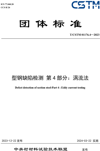 T／CSTM 01176.4-2023  型钢缺陷检测 第4部分：涡流法