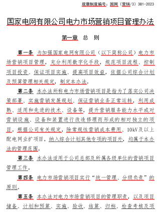 国网〔营销／3〕381-2023  国家电网有限公司电力市场营销项目管理办法