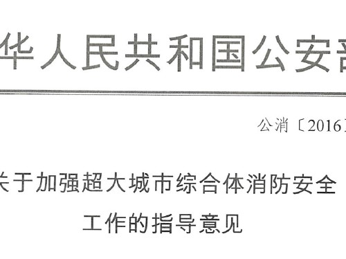 《关于加强超大城市综合体消防安全工作的指导意见》公消〔2016〕113号