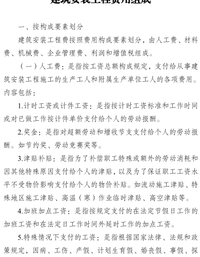 湖南省建筑安装工程费用组成(2025年)